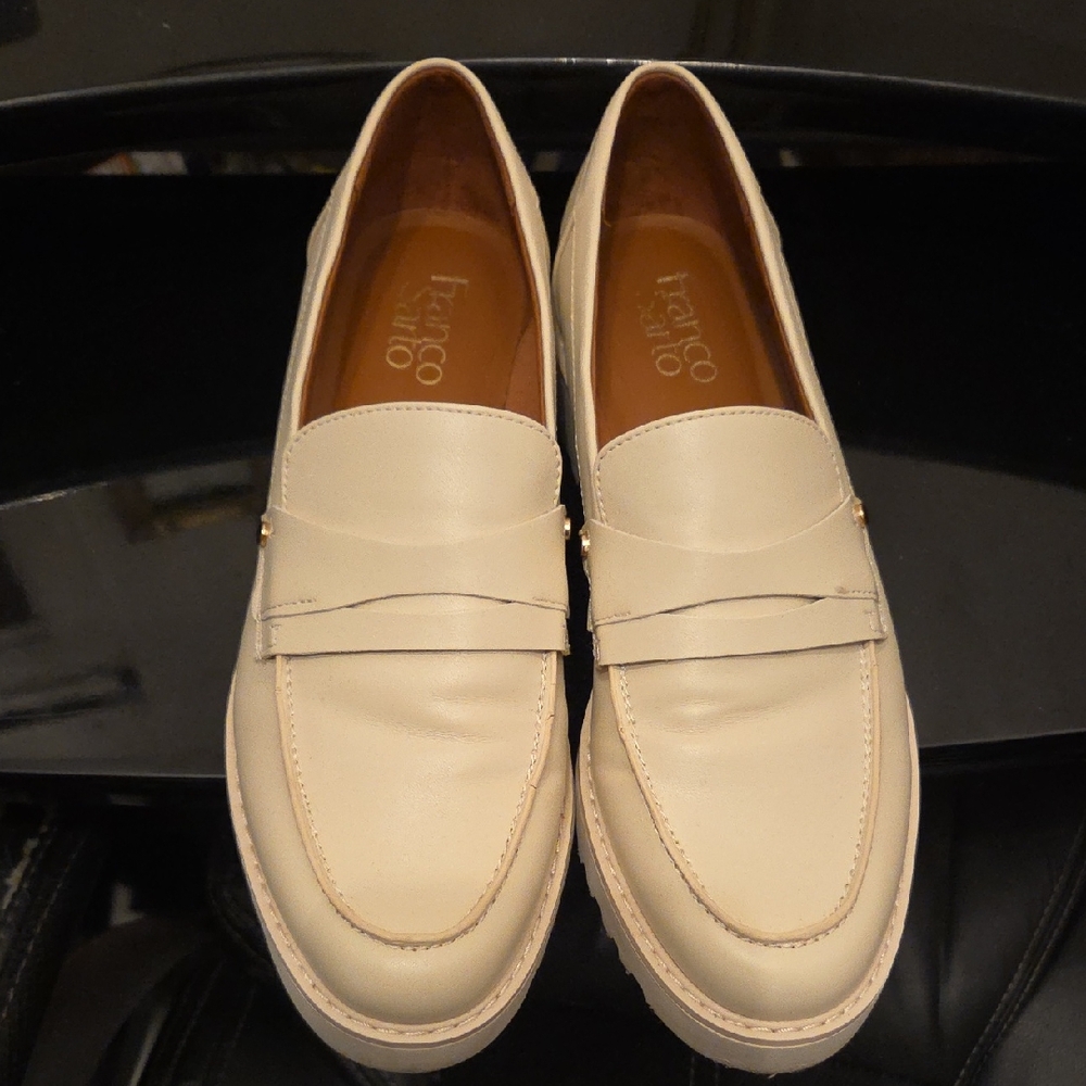 Franco Sarto Women Cream Slip-On Loafers